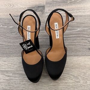 Aquazzura Black Ankle-Strap Platform Pumps